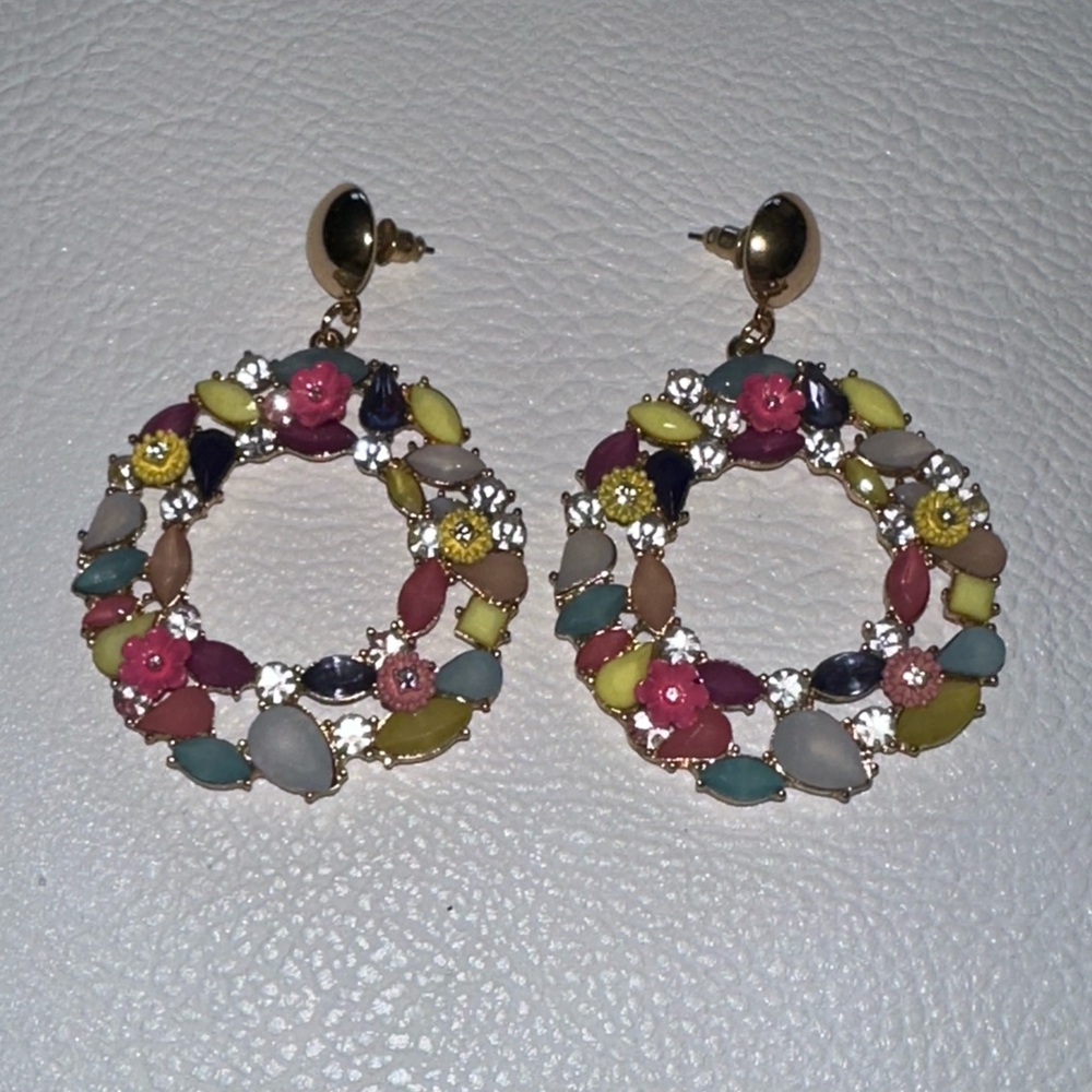 Colorful Floral Hoop Earrings